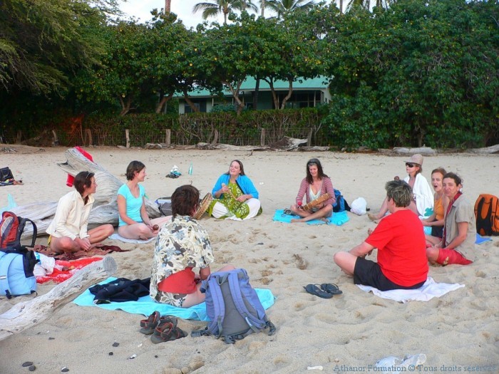 seance de travail à la plage